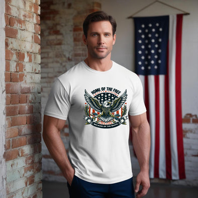 Home Of The Free Because Of The Brave T-Shirt Image On The Front