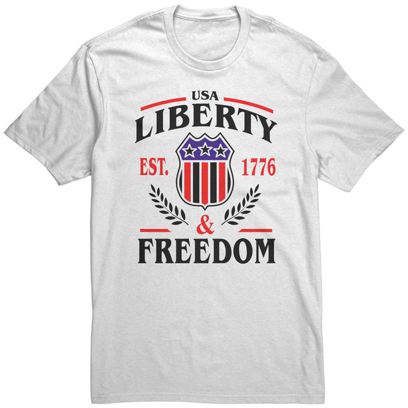 Liberty & Freedom Tee Shirt Black Print Image On Front