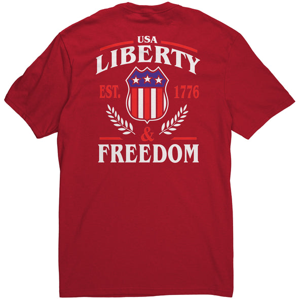 Liberty & Freedom Tee Shirt Black Print Image On Back