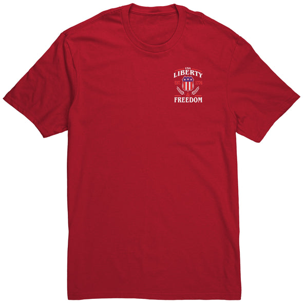 Liberty & Freedom Tee Shirt Black Print Image On Back