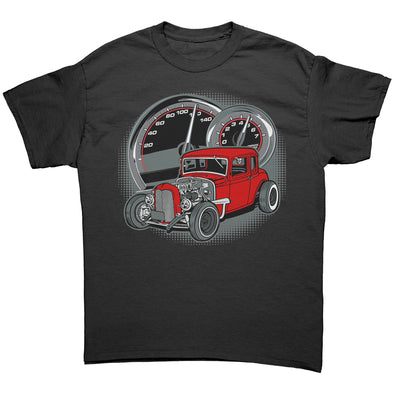 Red Hot Rod With Gauges Tee Shirt