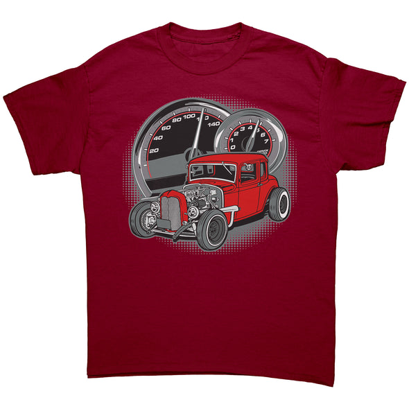 Red Hot Rod With Gauges Tee Shirt
